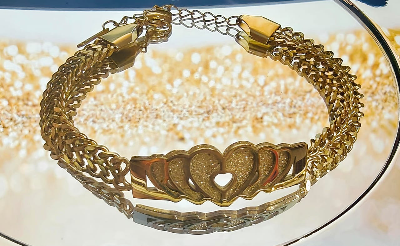 Golden-Heart Statement Bracelet