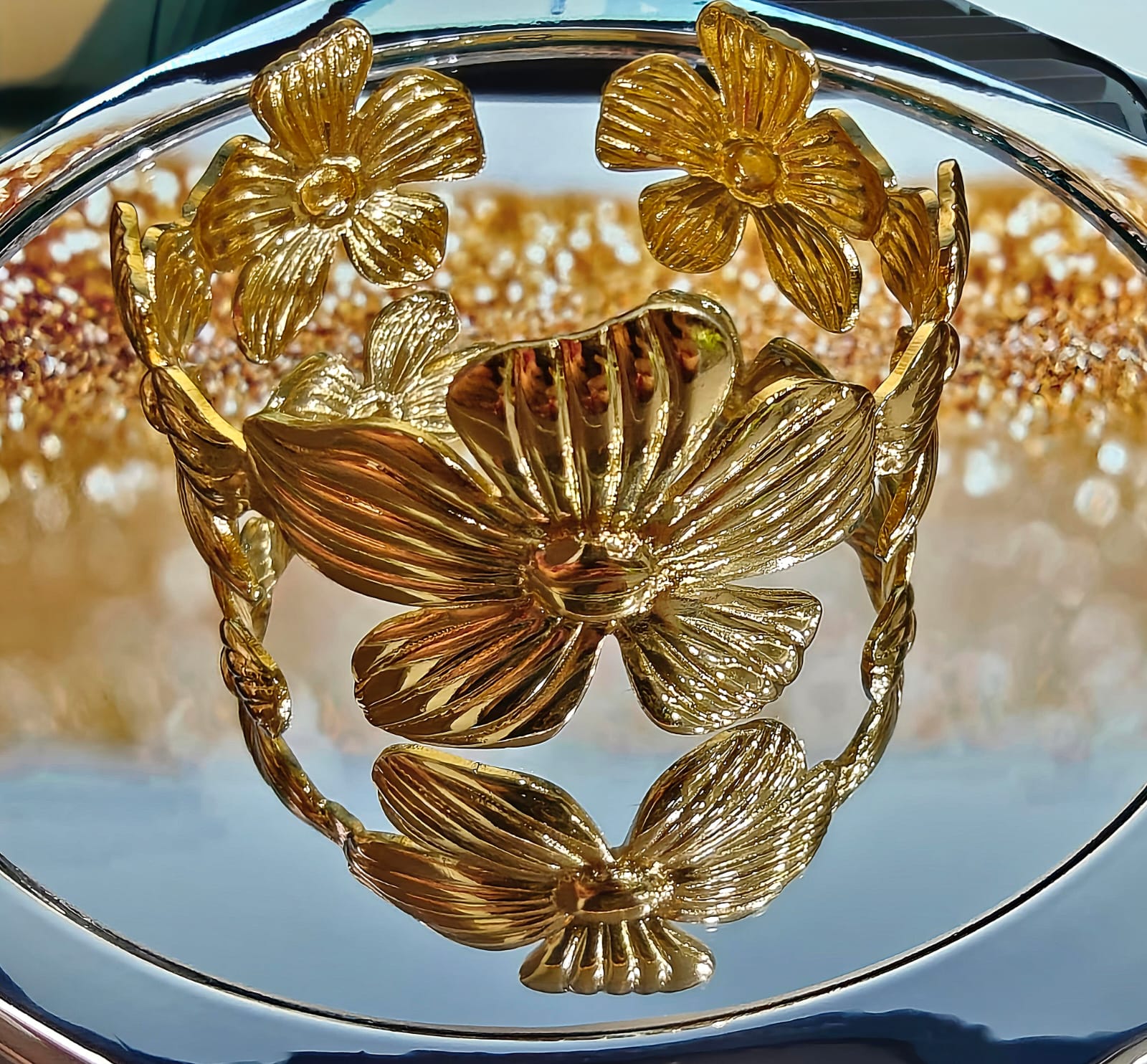 Golden-Petal Broad Bracelet