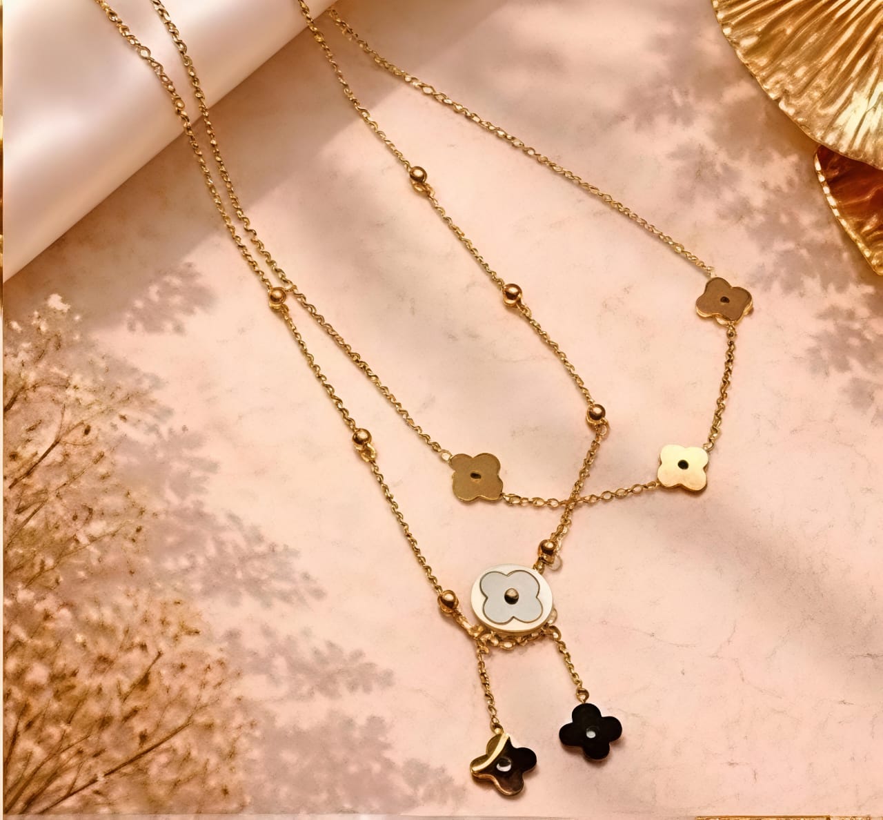 Multi-layer Gold-Plated Floral Anklet