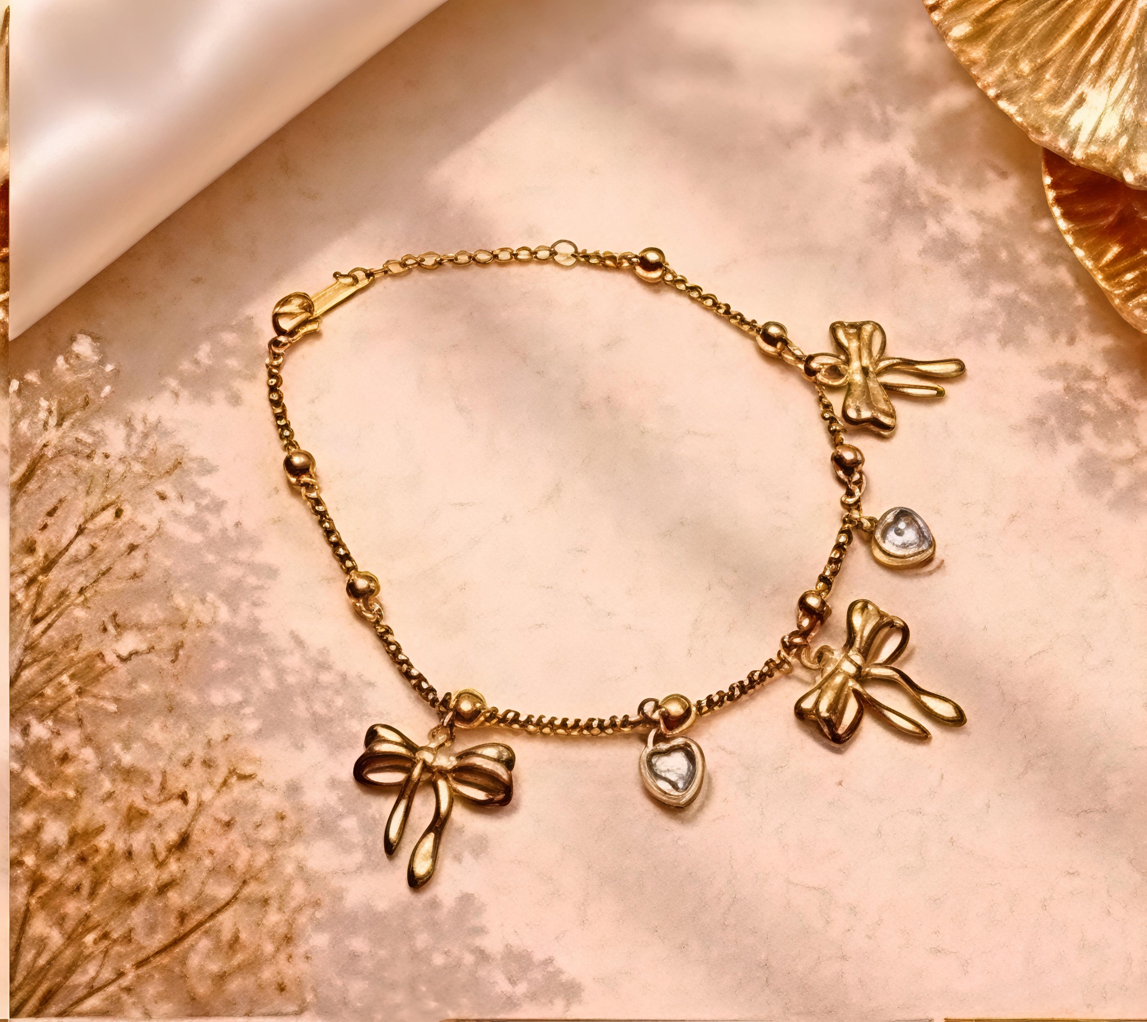 Golden-Hue Bow Anklet