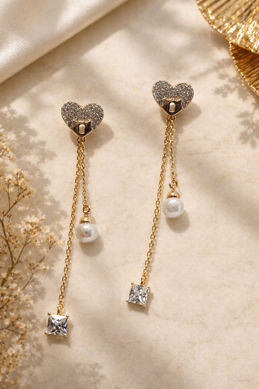 Heart drop earrings