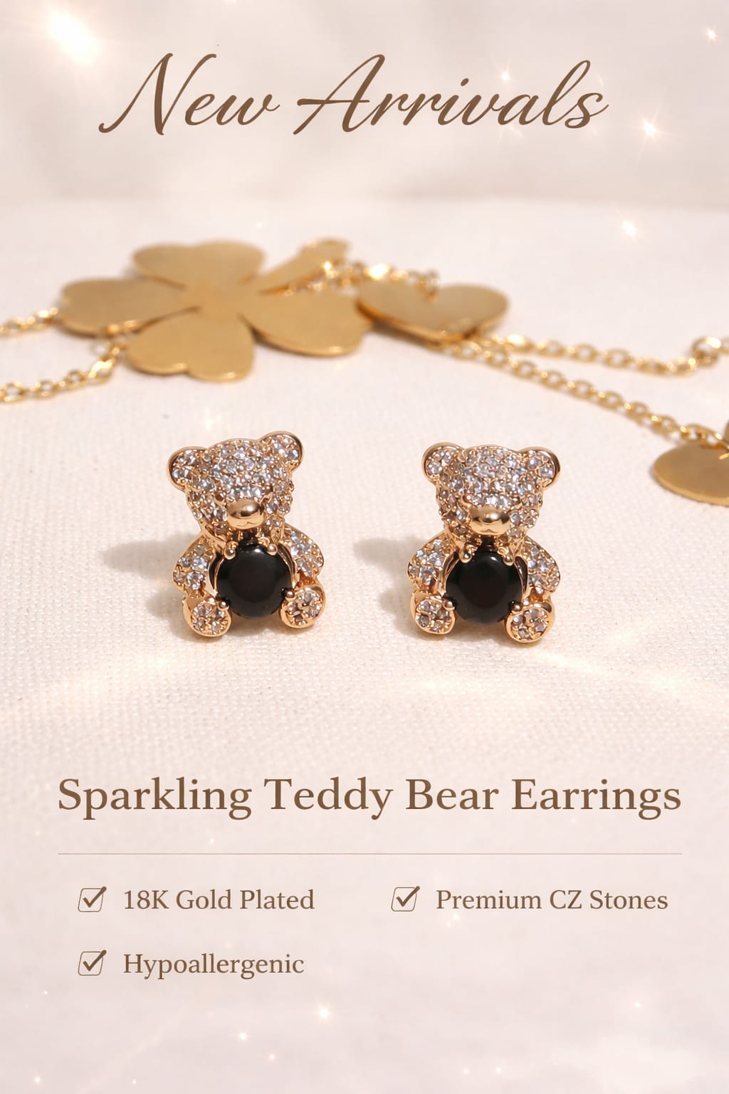 Sparkling teddy studs