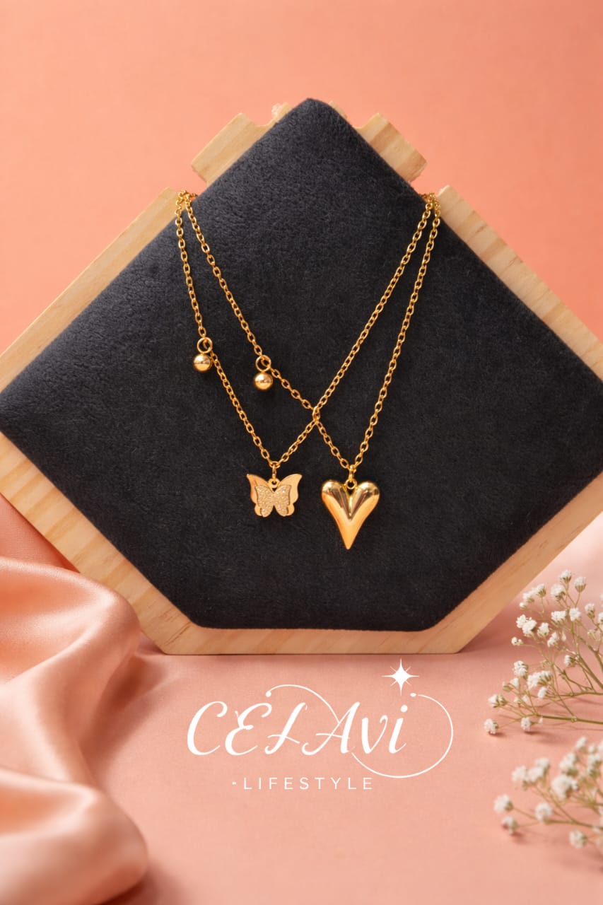 Gold-Finish Multilayer Heart Pendant