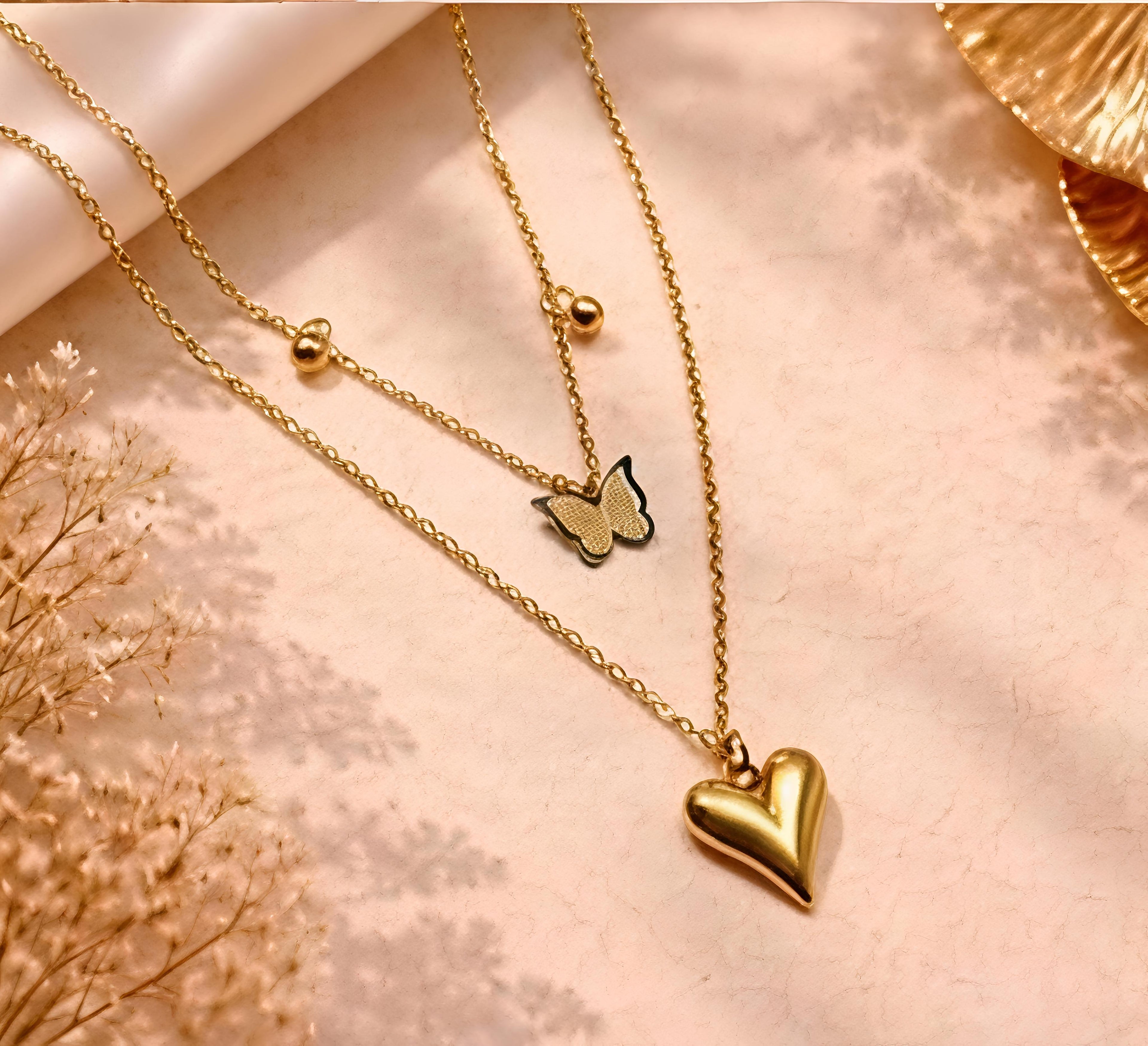 Gold-Finish Multilayer Heart Pendant