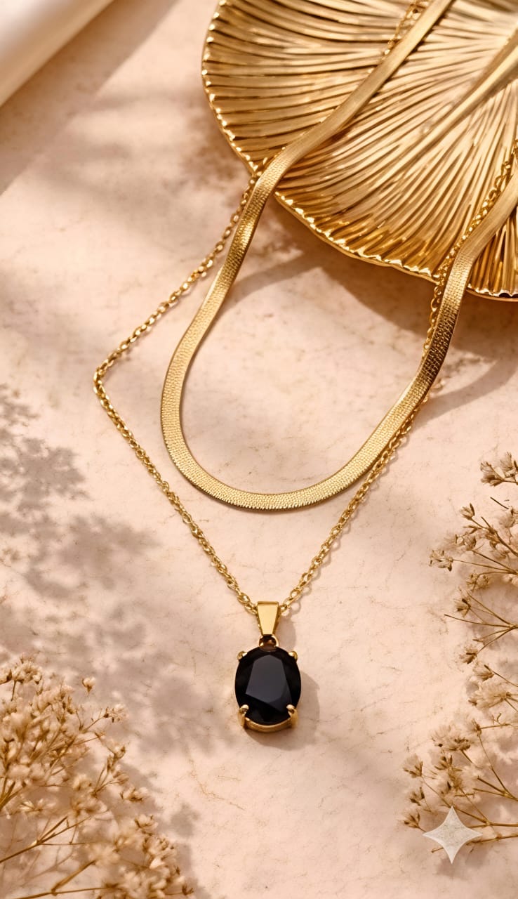 Gold-Plated Blue Stone Multi-layer Pendant
